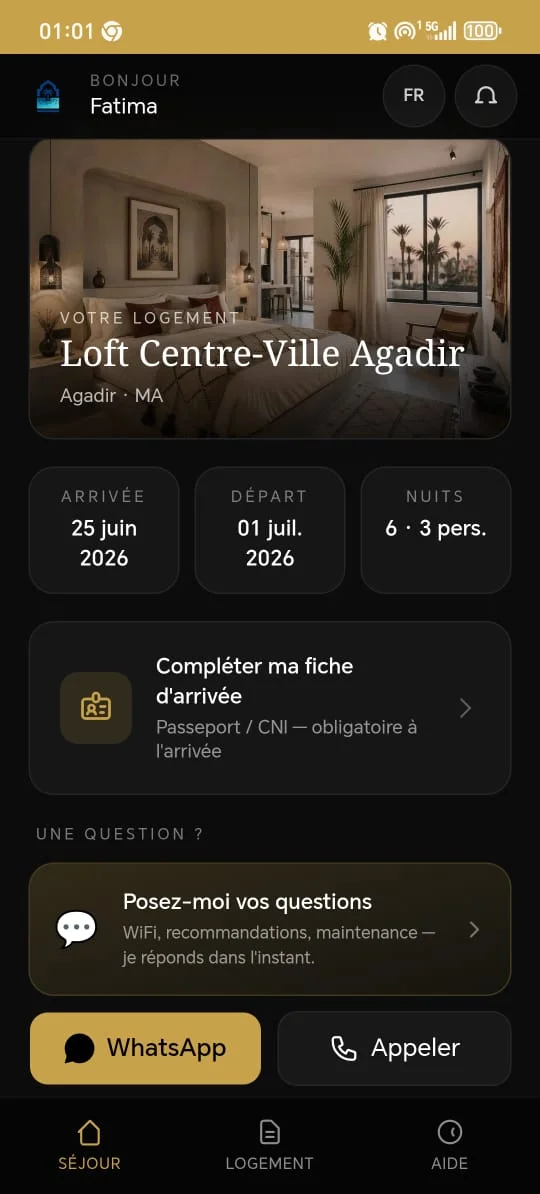 Application voyageur : accès au logement, informations pratiques et messagerie